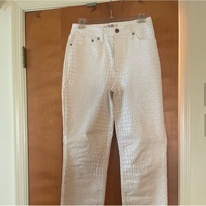 We The Free White Croc-Embossed Jeans